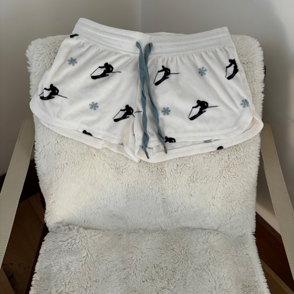 Super Soft PJ Salvage PJ Shorts Winter Skier in White